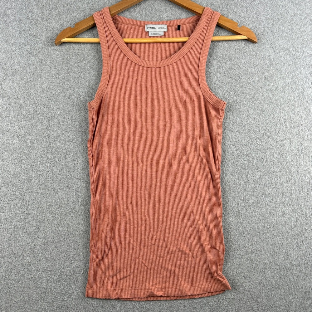 Prana Tank Top Womens S Ribbed Terracotta Sleeveless Scoop Neck Stretch
